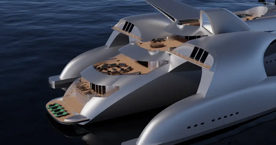 148m Trimaran Moonset — LOMOcean design #0413
