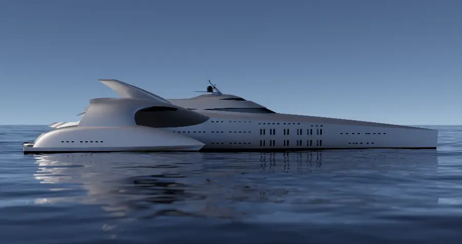 148m Trimaran Moonset — LOMOcean design #0413