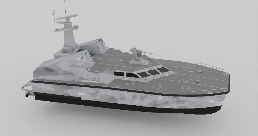 18m Foil Assisted Catamaran Missile Boat — LOMOcean design #1611