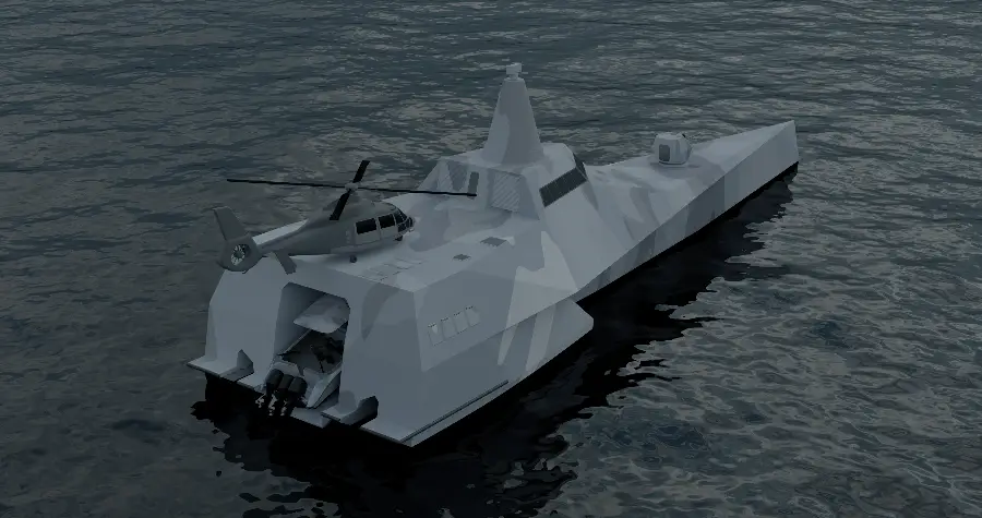 55m Trimaran Fast Attack Craft — LOMOcean design #1418