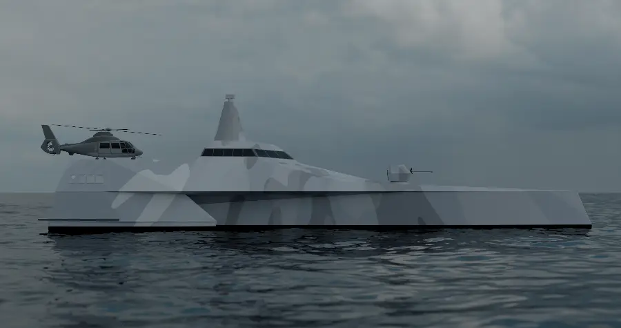 55m Trimaran Fast Attack Craft — LOMOcean design #1418