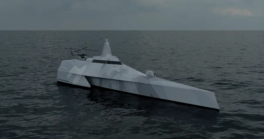 55m Trimaran Fast Attack Craft — LOMOcean design #1418