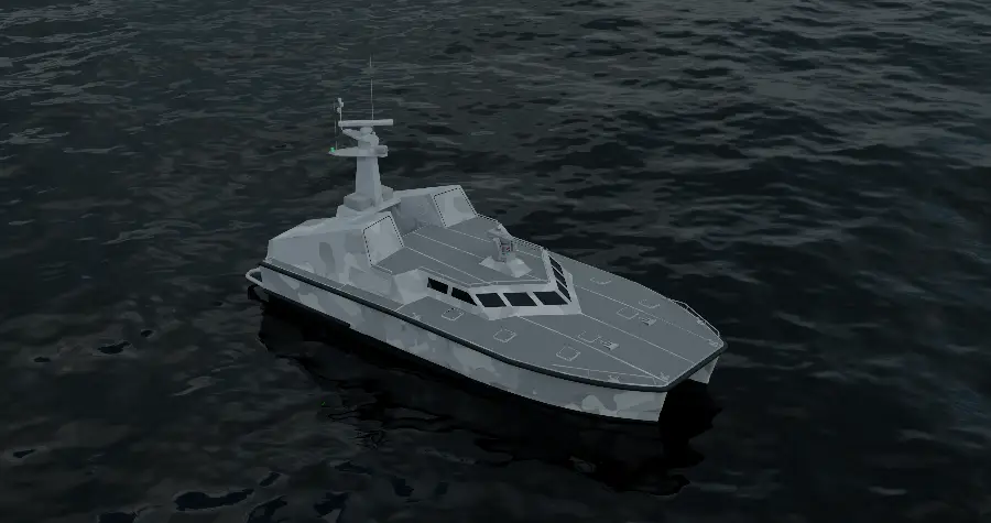 18m Foil Assisted Catamaran Missile Boat — LOMOcean design #1611
