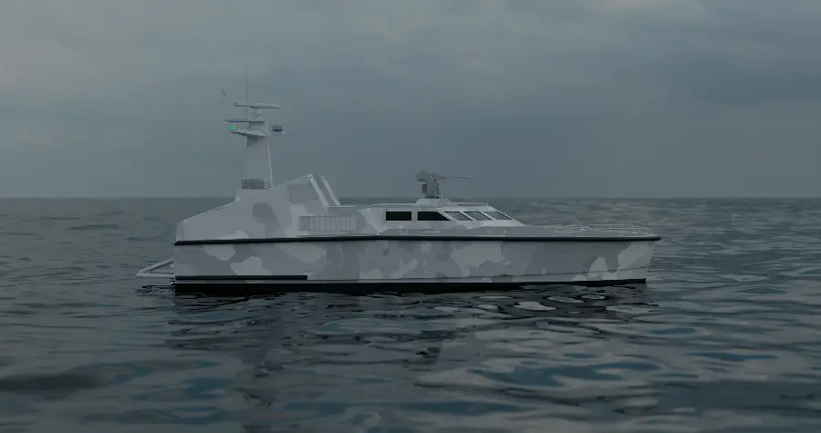 18m Foil Assisted Catamaran Missile Boat — LOMOcean design #1611