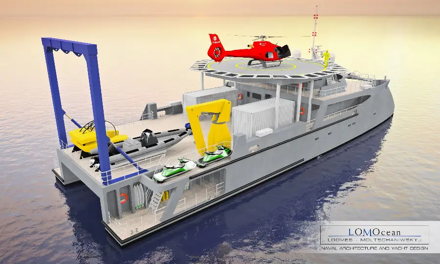 44m Catamaran Support Vessel — LOMOcean design #1514